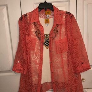 Lovely Ruby Road  Jacket/over blouse, Tangerine